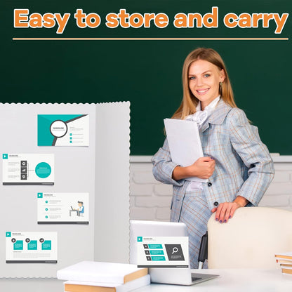 Ctosree 18 Pcs Tri Fold Poster Board Bulk, Lightweight Presentation Board, Science Fair Project Display Paperboard, Single Wall(48 x 36 Inch,White)