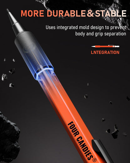 Four Candies 1.3mm Mechanical Pencil Set with 24 Lead Refills, Metal Weatherproof Heavy Duty Outdoor Carpenter Pencil, Eraser, 6 Eraser Refills for Architect Drafting Woodworking Marking with Case