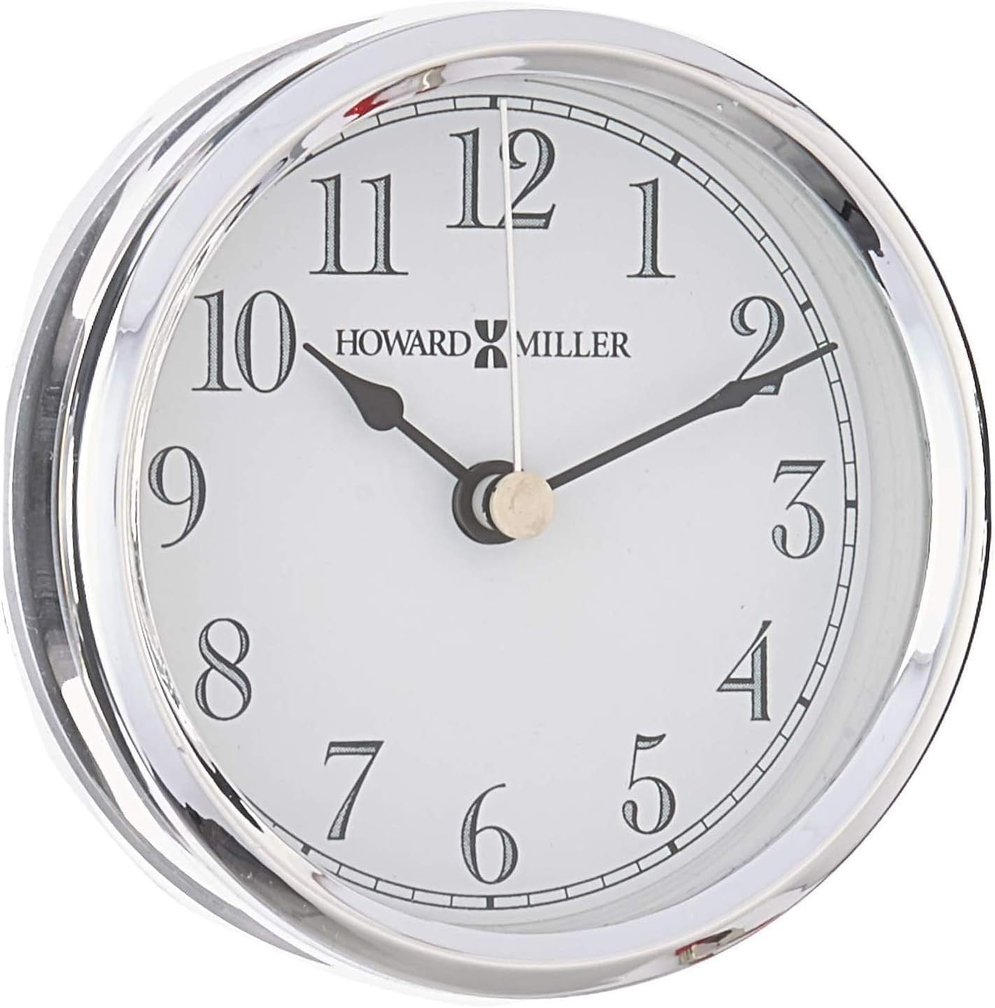 Howard Miller Flaire Tabletop Clock II, Battery Operated Antique Analog Display Desk Clock, Glass Crystal Shelf Clock for Office Decor Home Decor Living Room Decor, House Warming Gifts