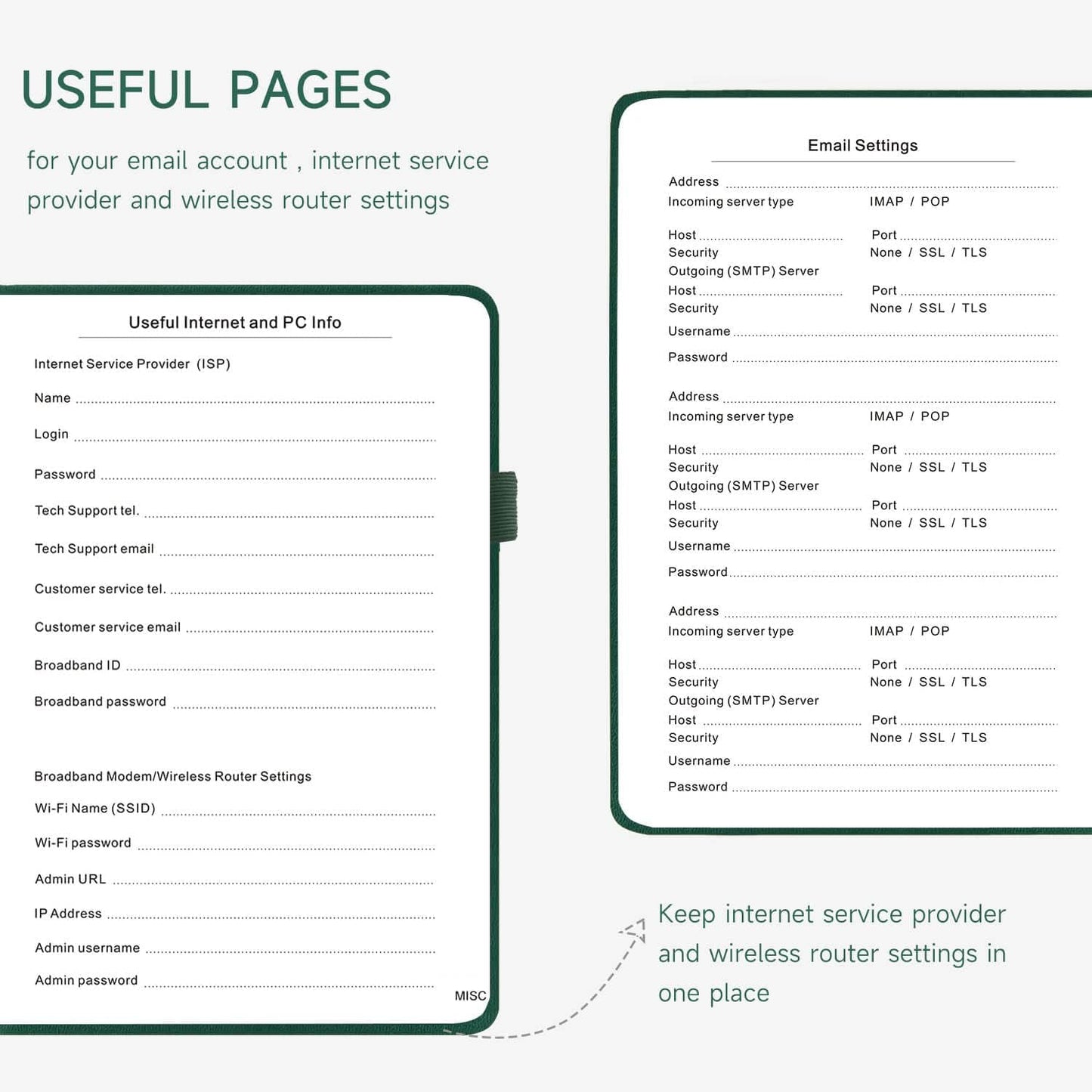 Password Book with Alphabetical Tabs – Hardcover Internet Address & Password Organizer – Password Keeper Notebook for Computer & Website – 5.2 x 7.6" Log-in Password Journal w/ Thick Paper (Earth Green)