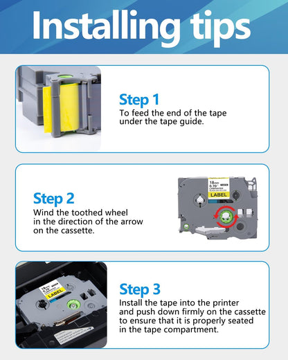 Weemay Compatible 3 Pack TZe-641 Replacement for Brother P-Touch Label Tape 18mm 0.7 Black on Yellow 3/4 TZe TZ Tape TZ-641 TZ641 TZe641 for PT-D400AD PT-D610BT PT-D600 PT-D410 Printer, 0.7" x 26.2'