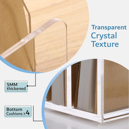 SANRUI Acrylic Desk File Organizer Holder for Desk, Clear Laddered 5 Upright Compartments Mail Sorters, Multifunction Desktop Envelope Folder Racks Document Holders for Office, Home, School