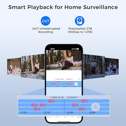 Hiseeu 12MP PoE Security Camera System, 8 Pcs 12MP Security Cameras, 121° Wide View, Person Vehicle Detect, 2-Way Audio, Soptlights Color Night Vision, 16 CH PoE NVR with 4TB HDD for Home Surveillance