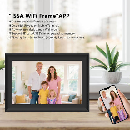 SSAWiFiFRAME Digital Picture Frame 10.1 inch Photo Frame with 50 Photos /200MB Video Sharing via Free APP 32 GB HD IPS Touchscreen, Gift for Grandparents, Parents (Birthday Christmas)