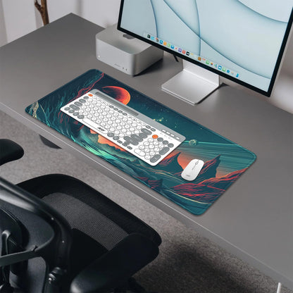 Sci Fi Space Planet Mouse Pad,Extended Mousepad Desk Pad with Stitched Edges,Non-Slip Waterproof Rubber Base Mouse Mat for Office Computer Keyboard Laptop Home(27.5x11.8 in)