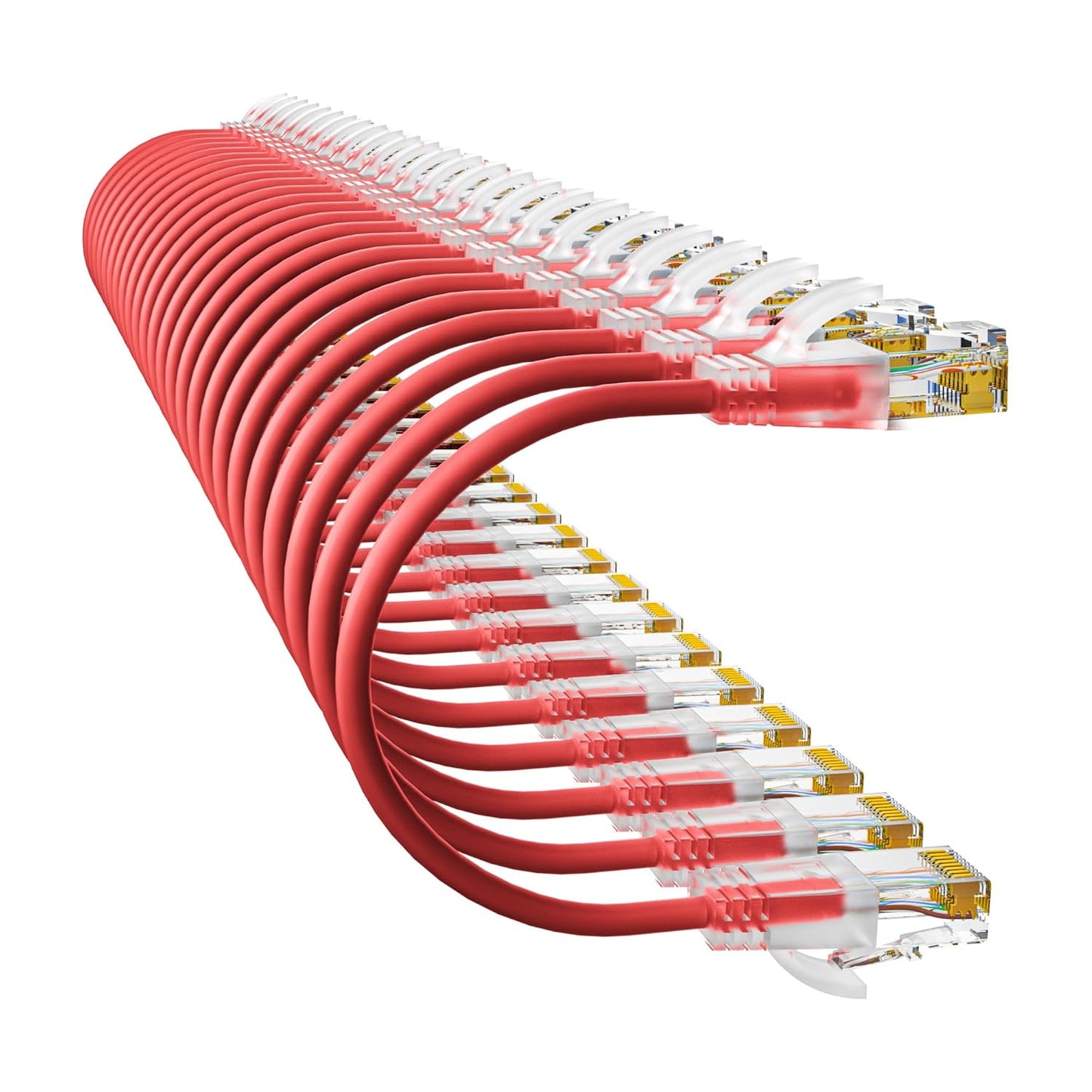 Cat6a Patch Cables 1ft (24 Pack) Slim, Cat6 Ethernet Patch Cable Pure Copper, Flexible Cat 6 Patch Cable 550MHZ 10G, Space-Saving Cat 6A Network Cables for Patch Panel, Red