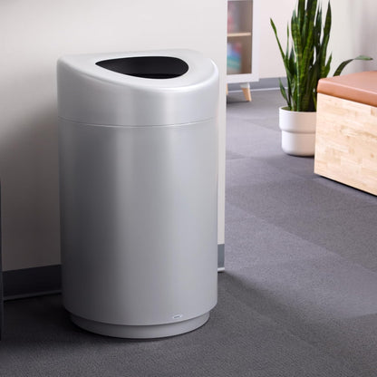 Safco Open Top Trash Can, 30 Gallon Stainless Steel Modern Garbage Can for Indoor Use, Silver