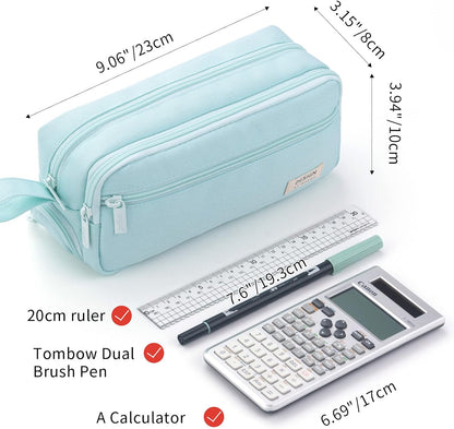 HVOMO Large Pencil Case High Capacity Holder Box Storage bag Desk Organizer Marker Pouch Pen For Middle School Office College Adult Girl and Boy(Green)