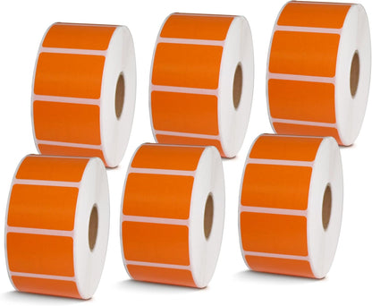 BETCKEY - 1.5" x 1" All Purpose & Address Labels Compatible with Zebra & Rollo Label Printer,Premium Adhesive & Perforated[Orange, 6 Rolls, 7800 Labels]