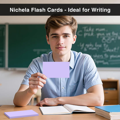 300 Count Blank Index Cards 3x5 Inch Purple Flash Cards Colored Cardstock, Unruled Note Cards Study Card Portable Learning Flashcards Ideal for Note Taking, Art Sketching, Office & School Supplies
