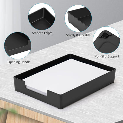 Letter-Size Paper Tray Organizer/Office Organizers/Rectangular Plastic Files/Desk Accessories, Plastic Paper Holder File Organizer for Office, School, Home Storage (Black)/Stackable/