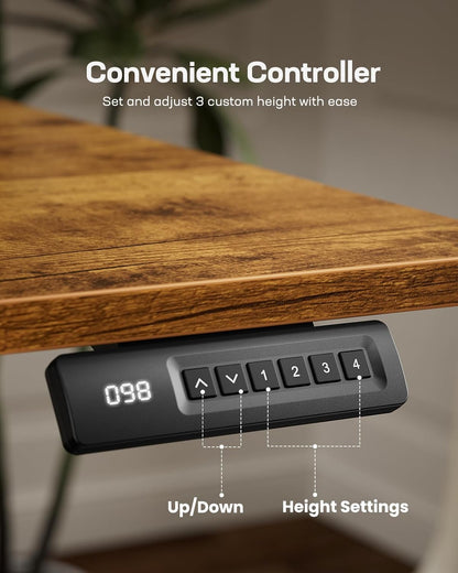 Marsail Electric Standing Desk,Adjustable Height Stand up Desk, 40 x 24 Inch Home Office Furniture Computer Desk, 4 Memory Preset with Headphone Hook, Cable Organizer, Rustic Brown