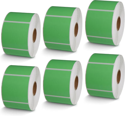 BETCKEY - 2" x 2" Square Labels Compatible with Zebra & Rollo Label Printer,Premium Adhesive & Perforated[Green, 6 Rolls, 4500 Labels]