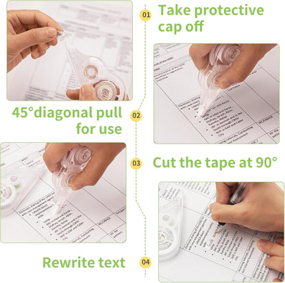36 Pcs Correction Tape, 236 Inch White Wrong Out Tear-Resistant Bulk, Instant Corrections Easy To Use Applicator for School, Office, Note Taking, Journal (Tape Width 0.2 in, Clear)