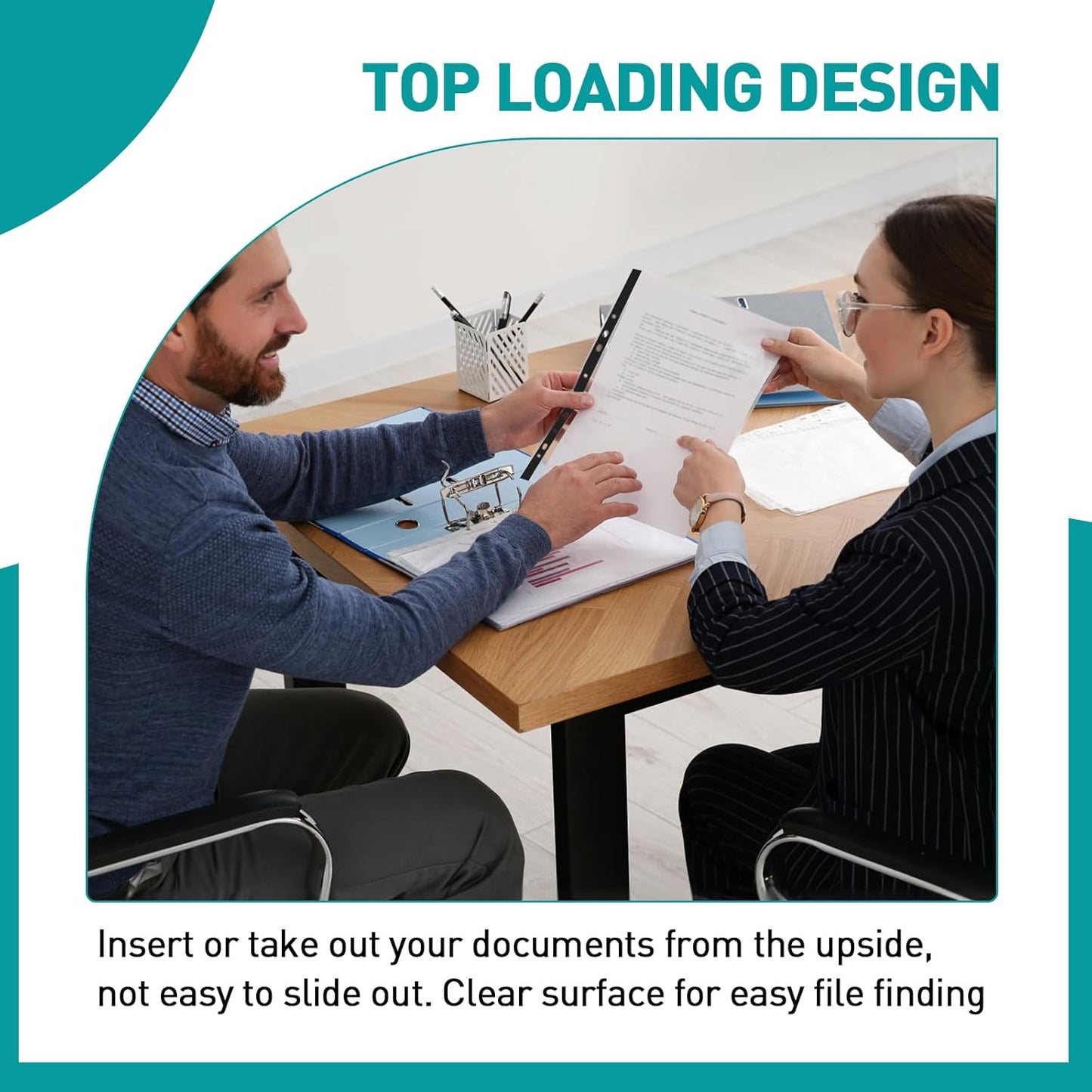 Sheet Protectors, PANDRI 300 Pack Color Heavy Duty Plastic Page Protectors Sheet Reinforced 11-Hole Fit for 3 Ring Binder Fits Standard 8.5 x 11 Paper, 9.25 x 11.25 Top Loaded, Excluding Acid