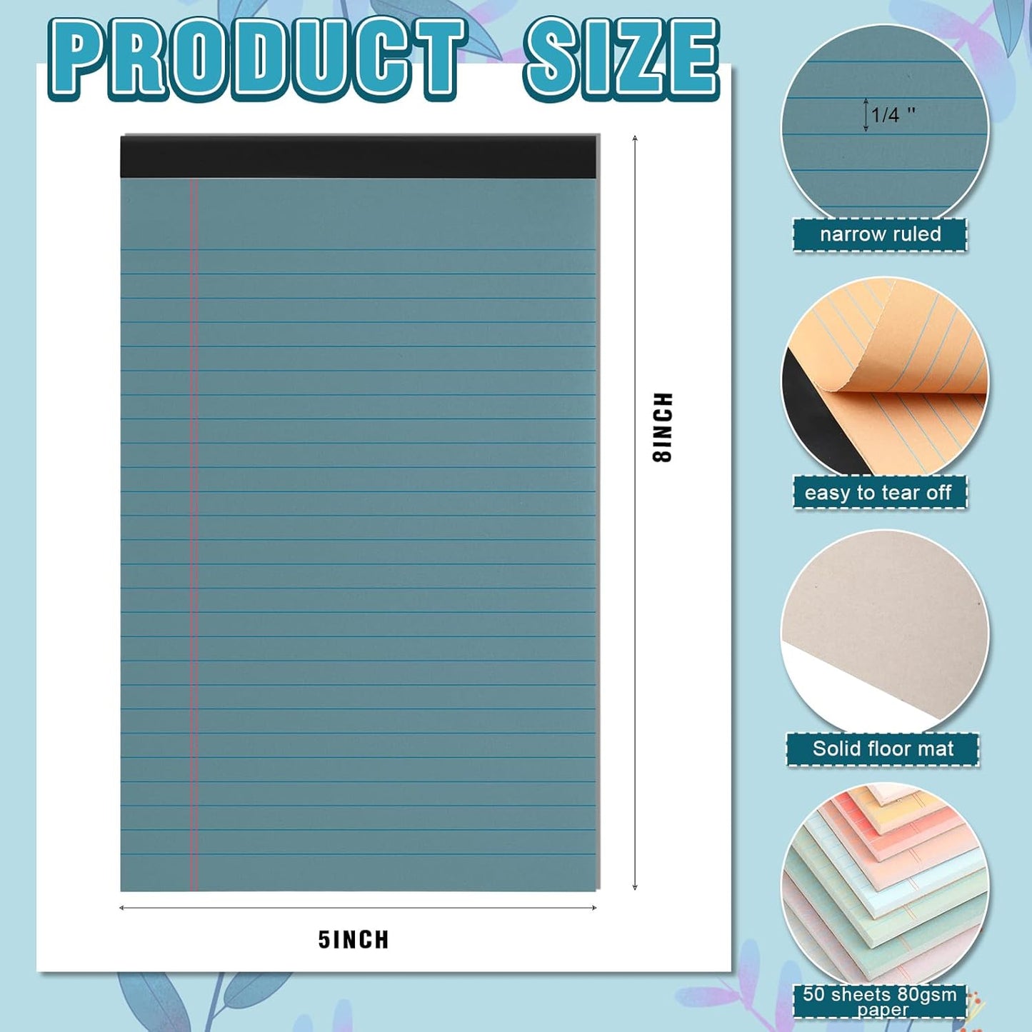 Fuutreo 24 Pcs 5" x 8" Legal Pad Writing Notepads 50 Sheets Small Legal Pad Narrow Ruled Multiple Color Lined Paper for School College Office Supplies Work (Vintage Colors)