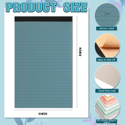 Fuutreo 24 Pcs 5" x 8" Legal Pad Writing Notepads 50 Sheets Small Legal Pad Narrow Ruled Multiple Color Lined Paper for School College Office Supplies Work (Vintage Colors)