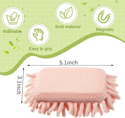 Zonon 4 Pieces Dry Erase Eraser Microfiber Shag Washable Whiteboard Eraser for Markers, Chalk, Classroom, Home and Office(Pink, Green, Gray)