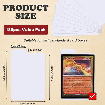 QINGUANG Trading Card Dividers White | 180PCS Vertical Paper Cards Divider Organizer for Standard Baseball/MTG/TCG/Sports/Game Cards | Paper Separator Organizer for Card Storage Box