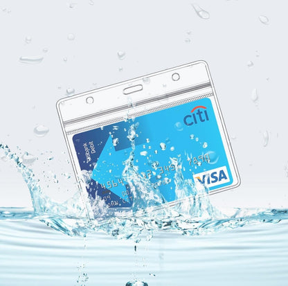 ID Badge Holder with Clip Clear Plastic Name Tag Holders Horizontal Ziplock Waterproof PVC ID Card Holder with Clip Straps(25 Pack, Horizontal 2.3X3.5)