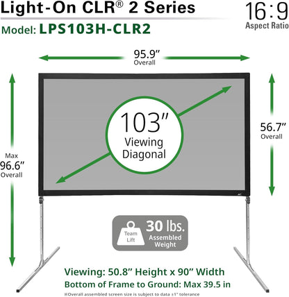 Elite Screens 103-Inch Portable CLR and ALR Projector Screen with Stand, Indoor/Outdoor Use, Height Adjustable, Ambient Light Rejecting Screen for Short/Ultra Short Throw Projectors, LPS103H-CLR2-Z