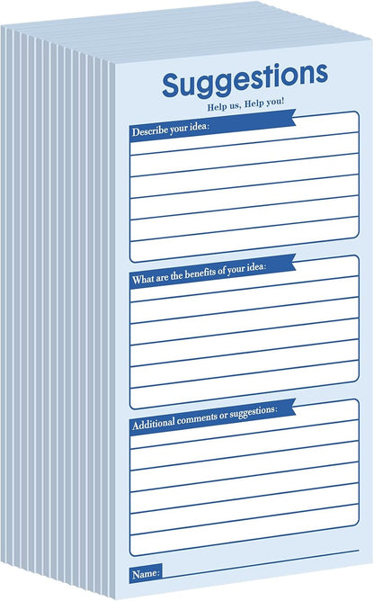 Pajean 400 Sheets Suggestion Cards Comment Complaint Cards for Suggestion Box with Lock Feedback Box Continuous Improvement for Customer Complaints(Blue)