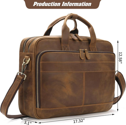 Jack&Chris Leather Briefcase for Men,Business Travel Laptop Messenger Bags