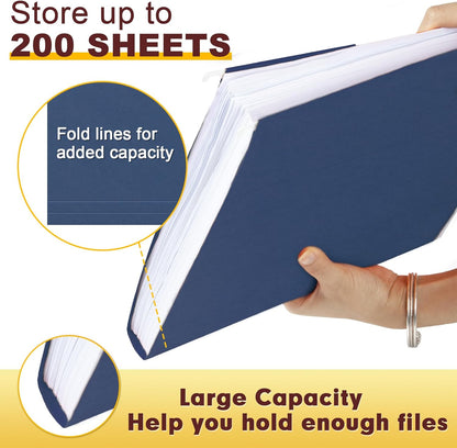 HERKKA Hanging File Folders, 60 Pack Reinforced Letter Size Hanging Folders, Designed for Bulky Files, Filing Cabinet, 1/5-Cut Adjustable Tabs (Blue)