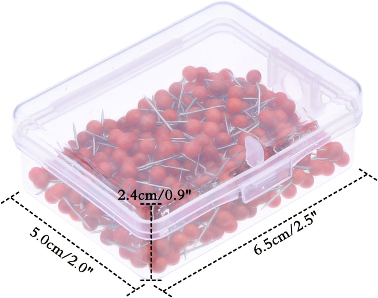 Map Tacks Push Pins Small Size 300 Packs (Red, 1/8 Inch)