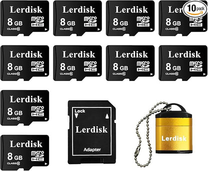 Factory Wholesale Micro SD Card 8GB U1 Pack of 10 in Bulk MicroSD with SD Adapter Produced by Authorized Licencee(8GB)