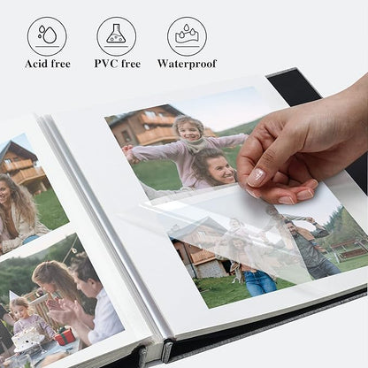 Vienrose Photo Album Self Adhesive 13x12.6 for 600 Photos Linen Scrapbook 120 Pages Light Grey