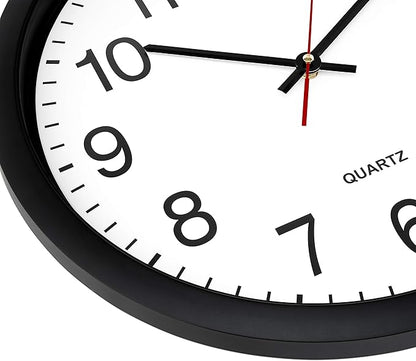 Bernhard Products Black Wall Clock, Silent Non Ticking - 16 Inch Extra Large Quality Quartz Battery Operated Round Easy to Read Home/Office/Business/Kitchen/Classroom/School Clocks