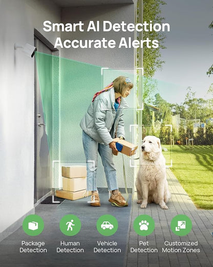 Anona Aurora 4K Solar Security Cameras Wireless Outdoor, Forever Power with Solar Panel, 8MP Color Night Vision, 24/7 AOV Recording, No Monthly Fees, AI Detection, Easy Setup, 2.4 GHz Wi-Fi, IP67
