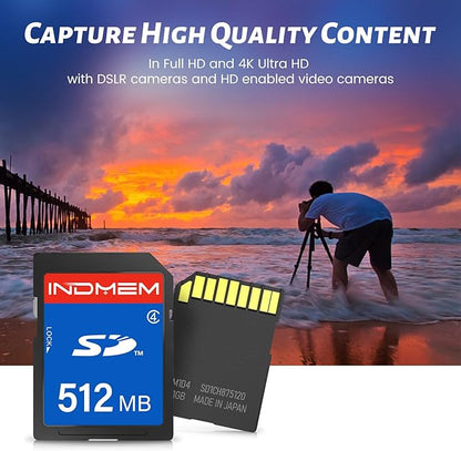 512MB SD Card (5 Pack), SDHC Flash Memory Cards UHS-I U1 Class 4 High-Speed Full HD Video Compatible with Digital Point-and-Shoot Cameras, HD Camcorders, DSLR and PC