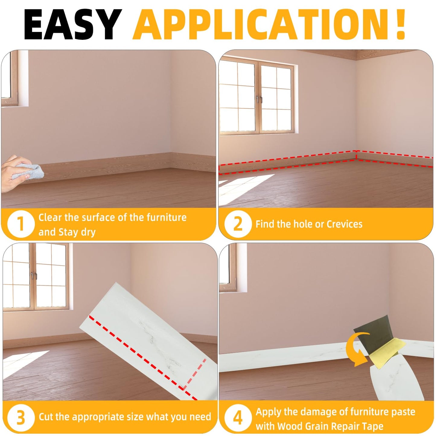 GSCIT Club Wood Grain Repair Tape, 2.4 inch X 50ft Self Adhesive Marble Grain Repair Patch for Tables, Chairs, Baseboards, Doors, Windows, Floors, Handicraft DIY.