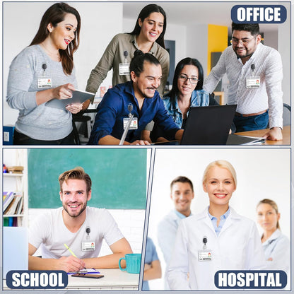 Yaomiao 120 Pack Retractable Badge Holder Reel with Clips Heavy Duty ID Card Holder Reels Bulk with Key Ring for Office Worker Doctor Nurse Employee School Students (Black)