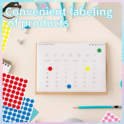 2520 PCS Colored Dot Stickers, 1/2'' Small Colored Dot Stickers Round Labels - 12 Colors