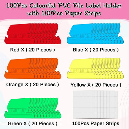 File Folder Tabs, Selizo 100 Sets Hanging File Folder Labels 2" Tabs and Inserts for Hanging Files (Multicolor)