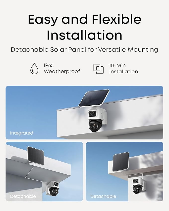 eufy Security eufyCam S4, Solar Security Camera Wireless Outdoor, Triple Lens Bullet-PTZ Cam, 4K UHD, 360° Pan and Tilt, Auto Track, 8× Hybrid Zoom, Color Night Vision, HomeBase S380 Compatible