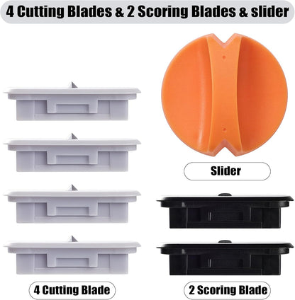 6-Pack Trimmer Replacement Blades for Fiskars Paper Trimmer, Replacement Blade for All Series of Fiskars/Portable&Precision Trimmer,Arts and Crafts,4 Cutting&2 Scoring Blades,a Slider,Orange