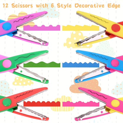 12 PCS Craft Scissors Decorative Edge, 12 PCS Small Hole Punch Shapes, 90 Sheets Colorful Origami, Kids Adults Craft Kit for DIY Crafts, Scrapbooking, Card Making, School Supplies