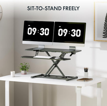 FLEXISPOT 36" Wide Sit to Stand Desk Converter Height Adjustable Tabletop Workstation for Dual Monitors and Laptop Riser