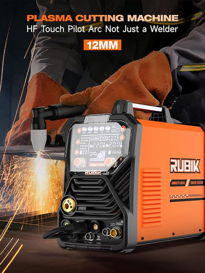 Multiprocess Welding Machine-200A 7 in 1 Welder Combo with HF TIG/Gas MIG/Flux Core MIG/Stick/Plasma Cutter/SYN/Spot/VRD Welding, Spool Gun 110/220V Dual Voltage Aluminum Welder