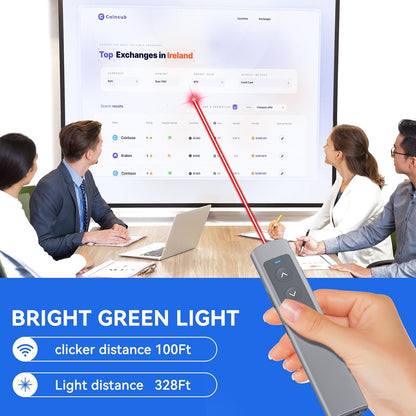 Metallic Presentation Clicker Presenter Remote - Rechargeable Wireless Presenter with Red Laser Pointer, 2-in-1 USB C Clicker for PowerPoint & Google Slides, Compatible with MacBook/Computer/Laptop