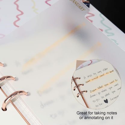 A5 Plastic Binder Dividers 6 Holes Durable Plastic Tab Dividers for 6-Ring Binders, Notebooks, Planners (Clear - 6 Tab & 1 Set)