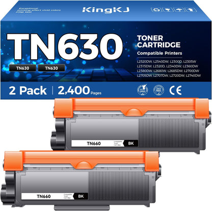 TN630 Black Toner Cartridge 2-Pack Replacement Compatible for Brother TN-630 TN660 Toner HL-L2380DW HL-L2320D HL-L2340DW DCP-L2540DW MFC-L2700DW MFC-L2720DW HL-L2300D HL-L2360DW MFC-L2740DW Printer