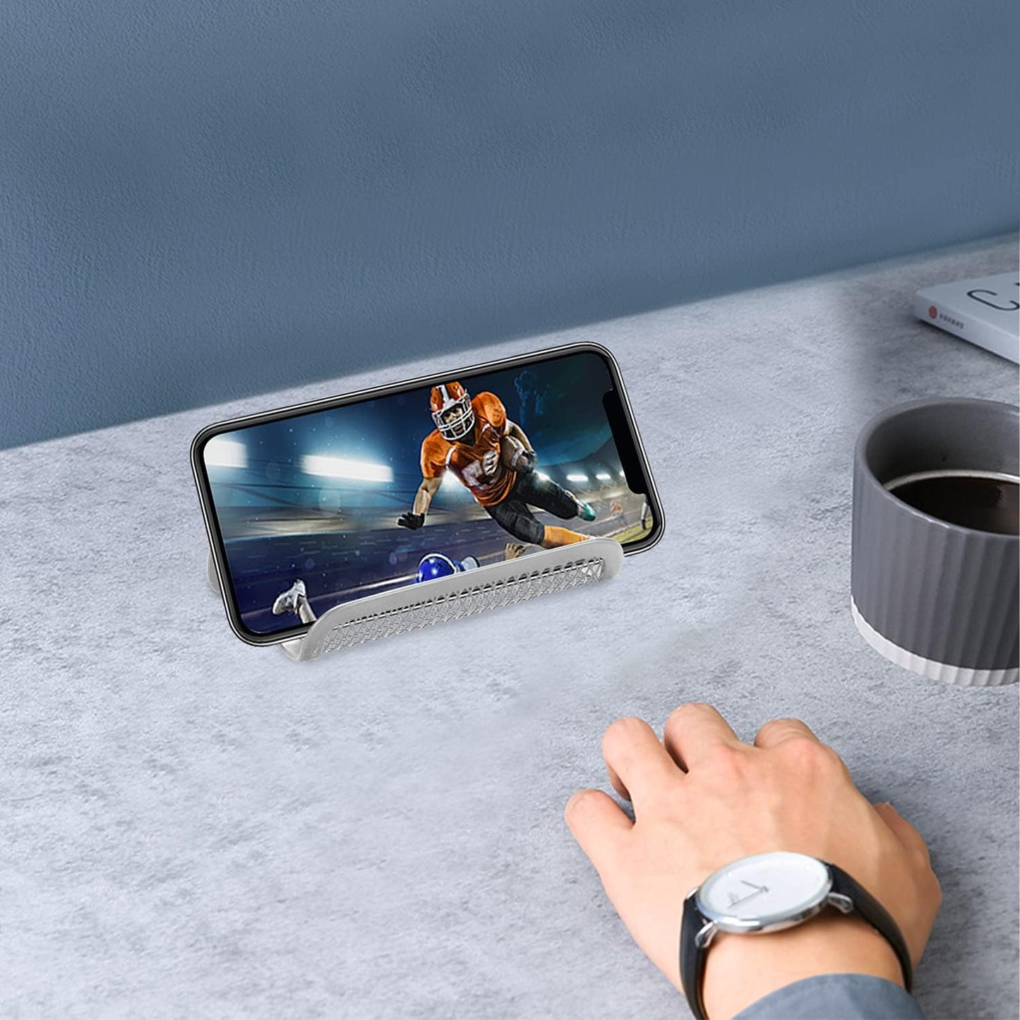 Rocutus 8pcs Business Card Holder - Metal Desk Card Organizer (Silver)