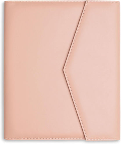 Padfolio Binder Organizer for Women | Faux Leather Portfolio Folder for Resume, Documents, Notebook, Tablet and Business Cards | Notepad Included - Pink
