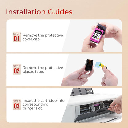 ejet 63XL Ink Cartridge Combo Pack Replacement for HP 63 Ink 63XL Ink Cartridges Black and Color for OfficeJet 3830 4650 5255 5258 4655 4652 3833 Envy 4520 4512 DeskJet 1112 3630 (1 Black,1 Tri-Color)