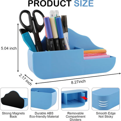 Magnetic Pen Holder,3 Compartments Magnetic Dry Erase Marker Holder,Extra Strong Magnet Storage Marker Pen Pencil Organizer for Refrigerator,Whiteboard,Locker Accessories(Cloud Style)